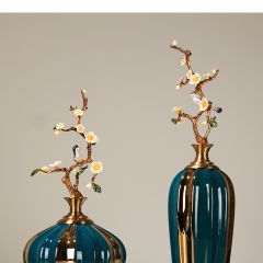 新中式創意琺瑯彩酒柜陶瓷擺件客廳樣板間玄關電視柜輕奢軟裝飾品